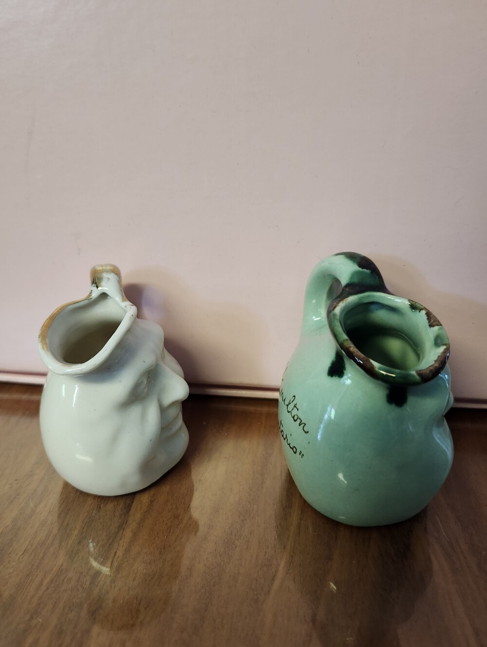 Vintage Anthropomorphic Man in the Moon Face Pitcher, Small Pitchers Pair - Picture 3 of 11